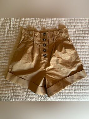 Self-Portrait High-Waist Button-Front Women’s Shorts - Tan